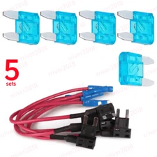 5 Sets Add-a-circuit Fuse Holder Tap Adapter 15Amp ATM/APM Mini Blade Fuses
