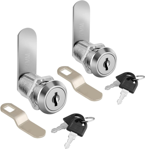 Cabinet Locks with Keys, 2 Pack 1 1/8 Inch Cylinder Lock Cabinet Cam Lock Set fo - Picture 1 of 7
