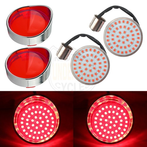 1156 LED Turn Signal Light red Lens 4X For Harley Sportster Softail Dyna Touring - Picture 3 of 10