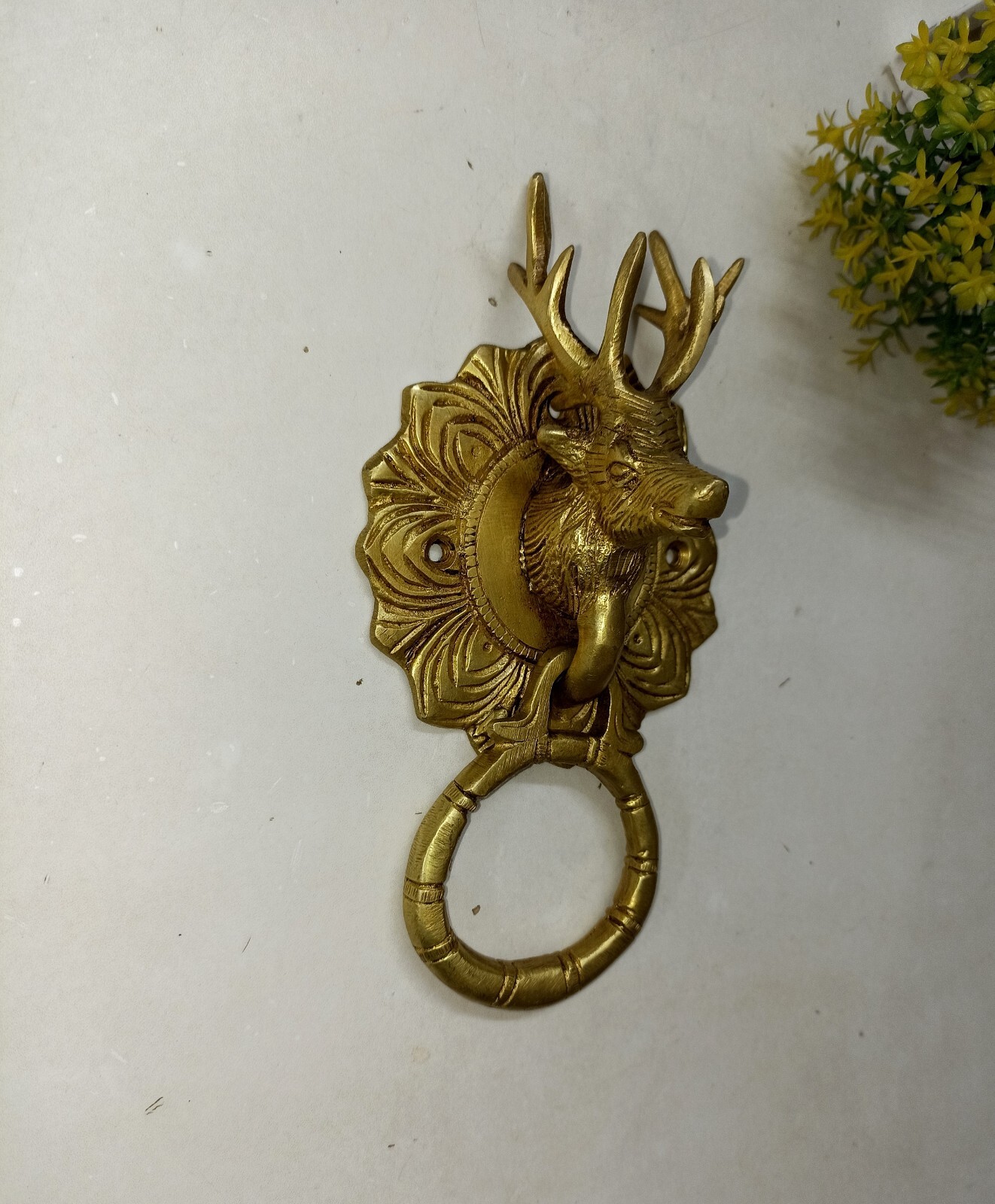 Sumpf Hirsch Tür Ring Klingel Messing Rentier Form Vorne Türklopfer Dekor AJ165