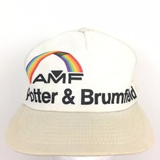 Vtg AMF Bowling Rainbow Cap Spell Out Logo Mesh Snap Back Trucker Baseball Hat