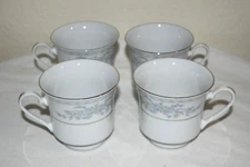 4 SOMERSET by NL Excel china floral platinum rim Coffee cups 3" tall   Euc