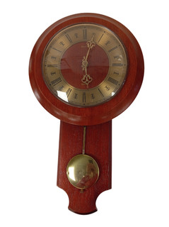 Vintage Spectrum Quartz Wall Clock with Brass Pendulum Wooden Finish