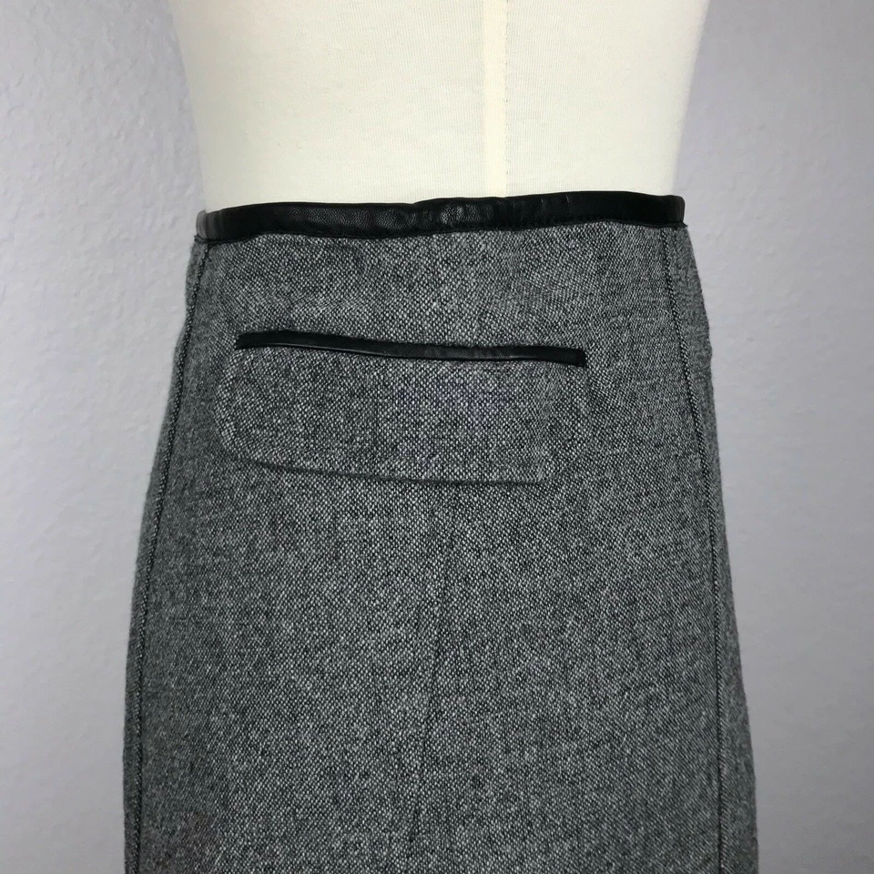 Band of Outsiders Skirt Women 1 Leather Trim A-Line Colorblock Gray Black FLAW - Image 4 of 4