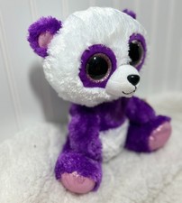 Ty Beanie Boos Boom Boom Panda 10” Plush Purple White Glitter Eyes Tag Attached