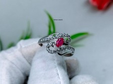 Red Ruby Silver Ring 925 Sterling Silver Red Ruby Natural Handmade Women's Ring