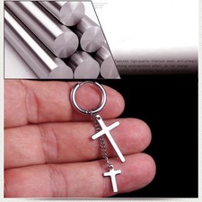 Stainless Steel Cross Men's Earrings