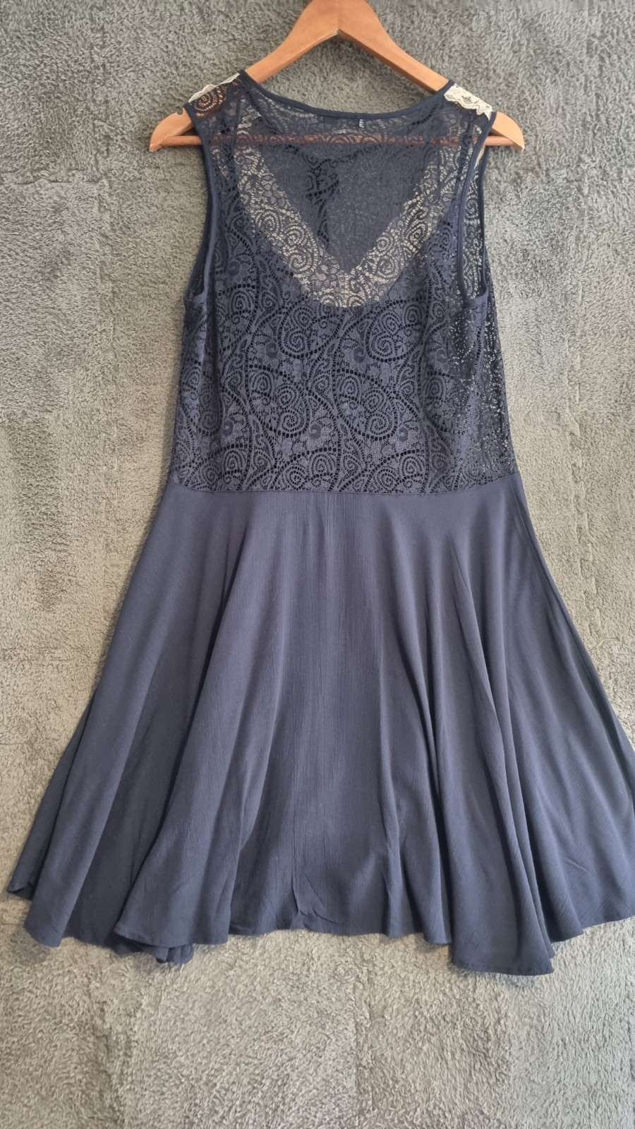 M&S Limited Edition Navy Lace Fit Flare Skater Dress UK 12 Cami Lined image 7