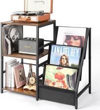 Record Player Stand, Turntable Stand with 3-Tier Vinyl Record Storage, Record Pl