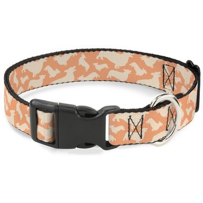 Plastic Clip Collar Corgi Silhouette Poses Golden Tan WIDE-Large 20-31''