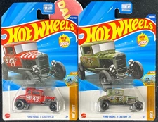 Hot Wheels 2025 Henry Ford Model A Custom '31 (1931) Red & Green NEW Lot of 2