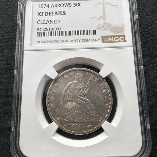 1874 Arrows Seated Liberty Half Dollar NGC XF Details Key Date