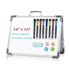 Small Dry Erase White Board - 12" x 16" Mini Easel Desktop Double Sided White...