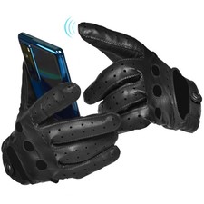 Leather Motorcycle Gloves for Men and Women Touchscreen Full Finger Riding Glove