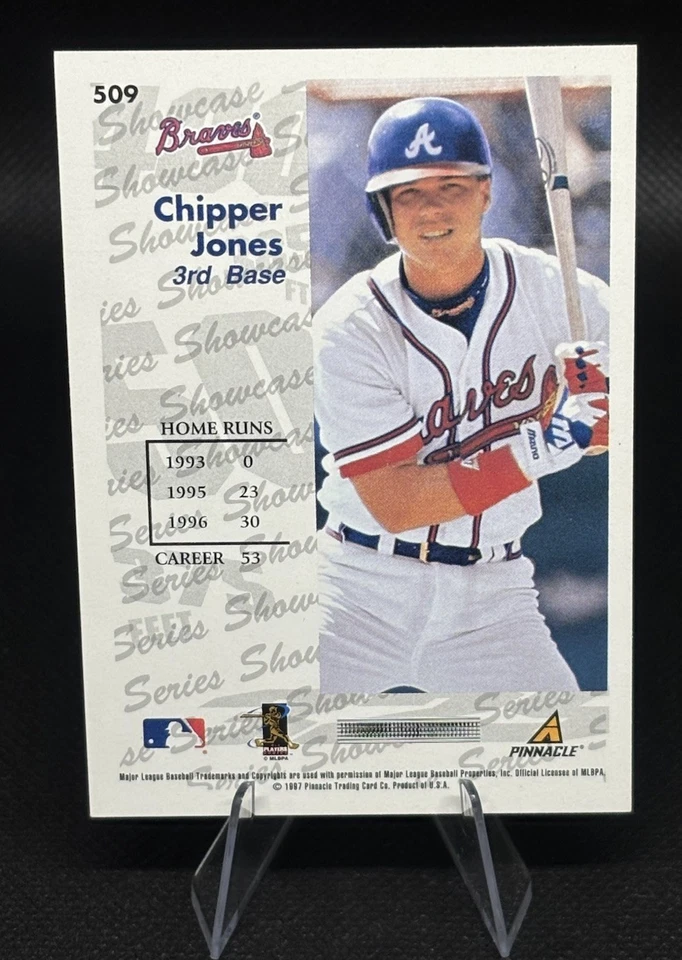 1997 Pinnacle Score Goin' Yard Chipper Jones Silver Foil #509  (HOF) Braves - Image 2 of 2