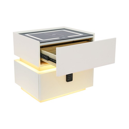 Bedside Table with Wireless Charging Station Simple Bedside Table with 2 Drawers - Picture 11 of 24
