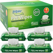 Inspire Naturals Pet Wipes for Dogs and Cats 100 Natural Plant Based with Organ