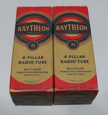 PAIR RAYTHEON 31 POWER TRIODES - NOS/NIB - TESTED - ORIGINAL BOXES - ENGRAVED
