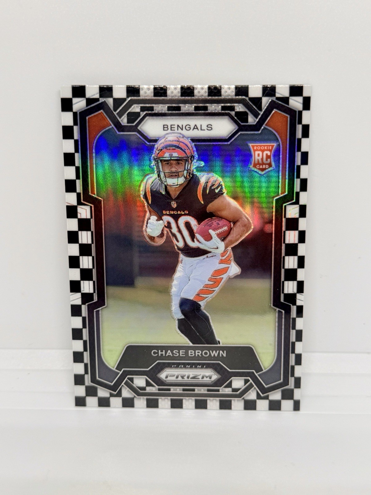 CHASE BROWN Rookie 2023 Panini Prizm Black & White Checker Bengals RC #318