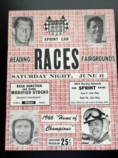 Reading, Pa. Fairgrounds Sprint Car Races 1966 Souvenir Program Andretti, Larson