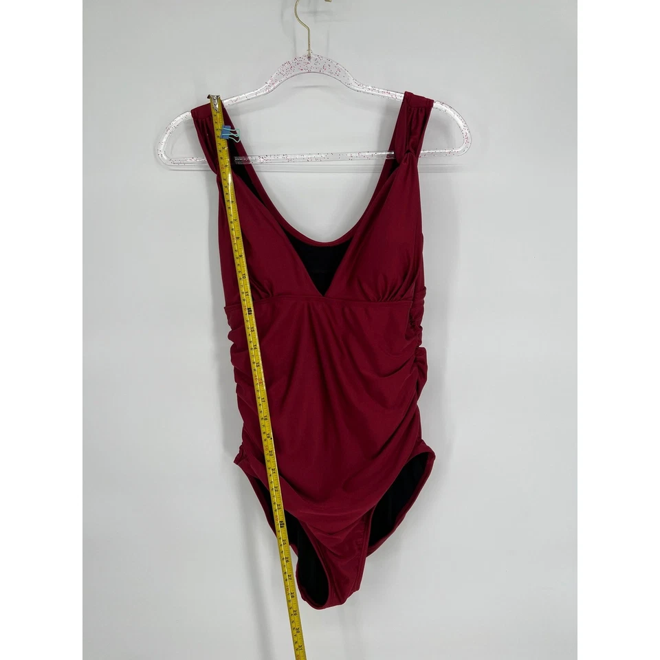 Traje de baño blanco ciervo acanalado de una pieza control de barriga acolchado rojo L Foto 2 de 4