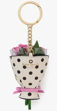 Kate Spade Flora 3D Flower Bouquet Ivory Leather Bag Charm KK974 NWT $98 MSRP