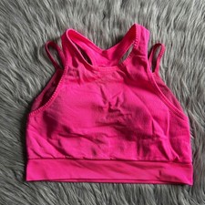 Wireless Sports Bra Womens Pink Wirefree Racerback Stretchy Pull Over
