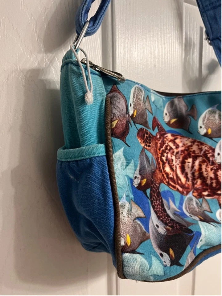 Bolso de hombro unisex Guy Harvey Tropical Fish & Turtle azul/bronceado talla única Foto 3 de 4