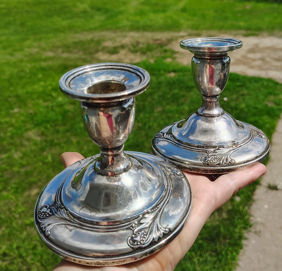 Impresionantes candelabros vintage International Silver Spring Glory Sterling Foto 2 de 4