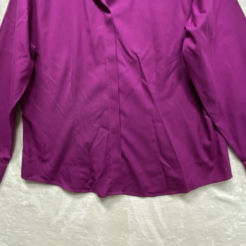 Chico's Mujer Púrpura Talla XL 3 Algodón Sin Planchar Oculto Abotonado Cuello Blazer Foto 4 de 4