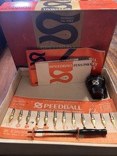 Vintage Speedball Beginner Set No.2 3062 Calligraphy Pen Set w/ Nibs   Ink Dried