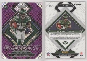 2021 Panini Prizm Emergent Purple Power /49 Michael Carter #E-20 Rookie RC