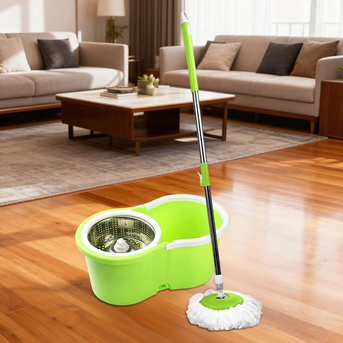 Spin Mop, Scopa e Secchio Facile da Pulire, Set di Scopa e Secchio Spin 360° - Foto 6 di 18