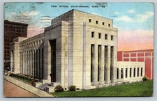 Vintage Chattanooga Post Office Linen Postcard Tennessee 1941