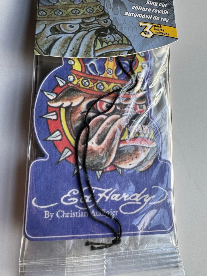 Ambientador de coche Ed Hardy de Christian Audigier paquete de 3 arte tatuaje rey aroma fresco Foto 2 de 4