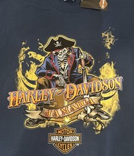 Harley Davidson Jamaica Shirt Motorcycle Biker Tee 2XL Pirates NWT XXL Blue -