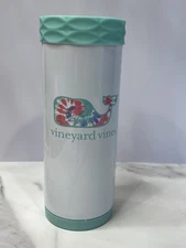 Vineyard Vines Corkcicle Slim Arcitican Tie Dye Whale Can Cooler 12 Oz EUC White