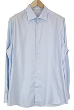 SUITSUPPLY Traveller Men's Shirt 43/17 Slim Blue Cotton Formal Button-Up