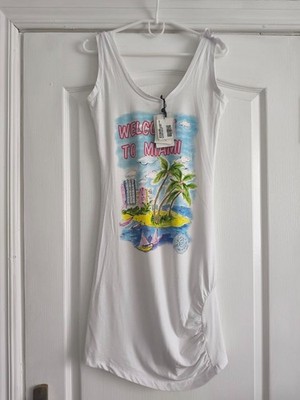 Blugirl Blumarine Y2K Archive Miami Print Tank Dress Vintage Rare 00s