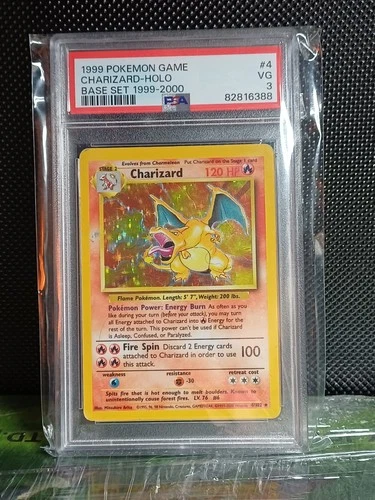 PSA 3 Fourth Print 1999-2000 Pokemon Card Base Set Charizard 4/102 graded 4th
