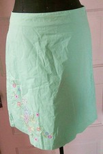 90's CASUAL CORNER ANNEX Mint Green Floral Embroidered Skirt 4