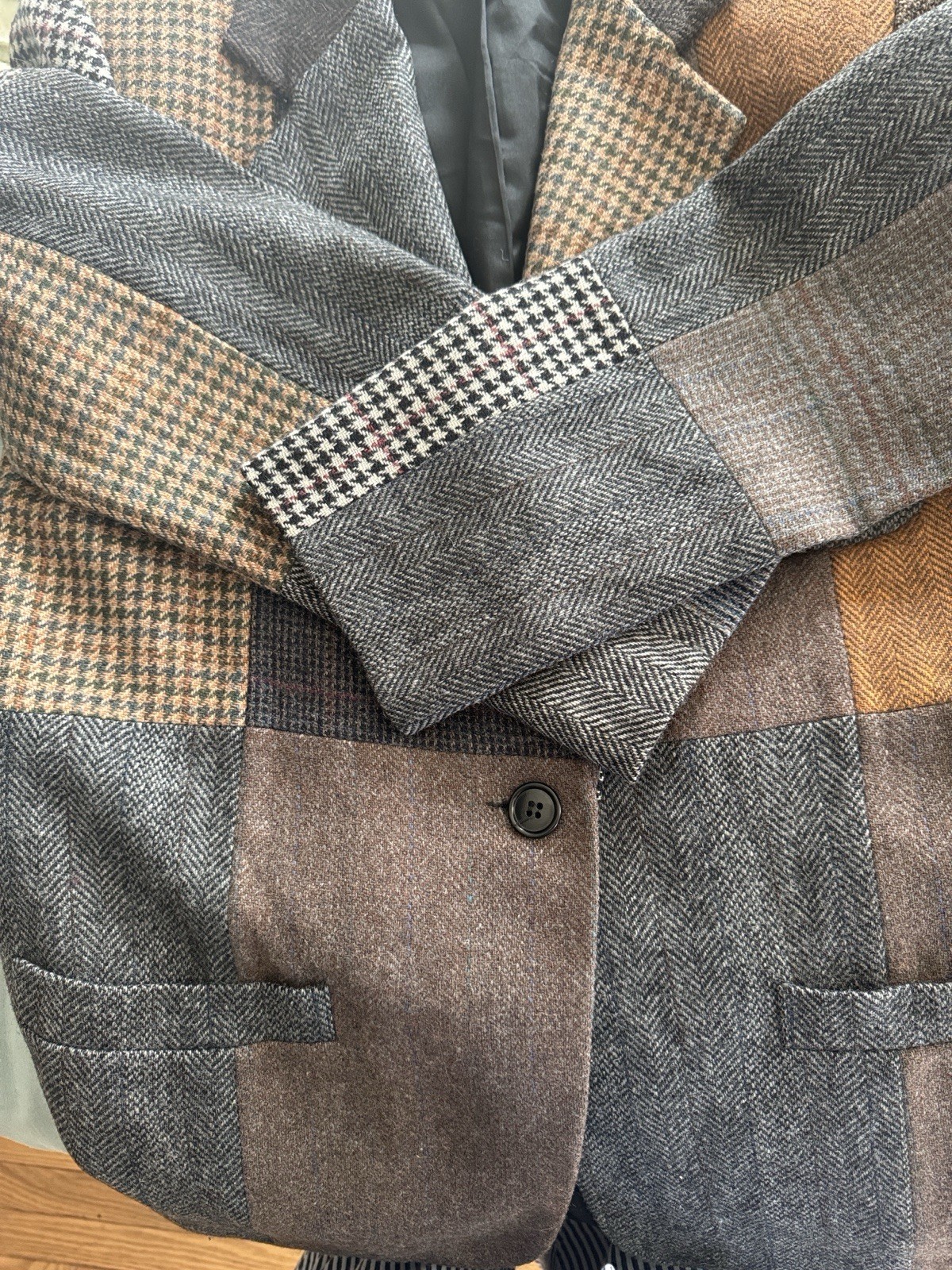 Vintage Patchwork Blazer Jacket | Wool Tweed | 80… - image 14