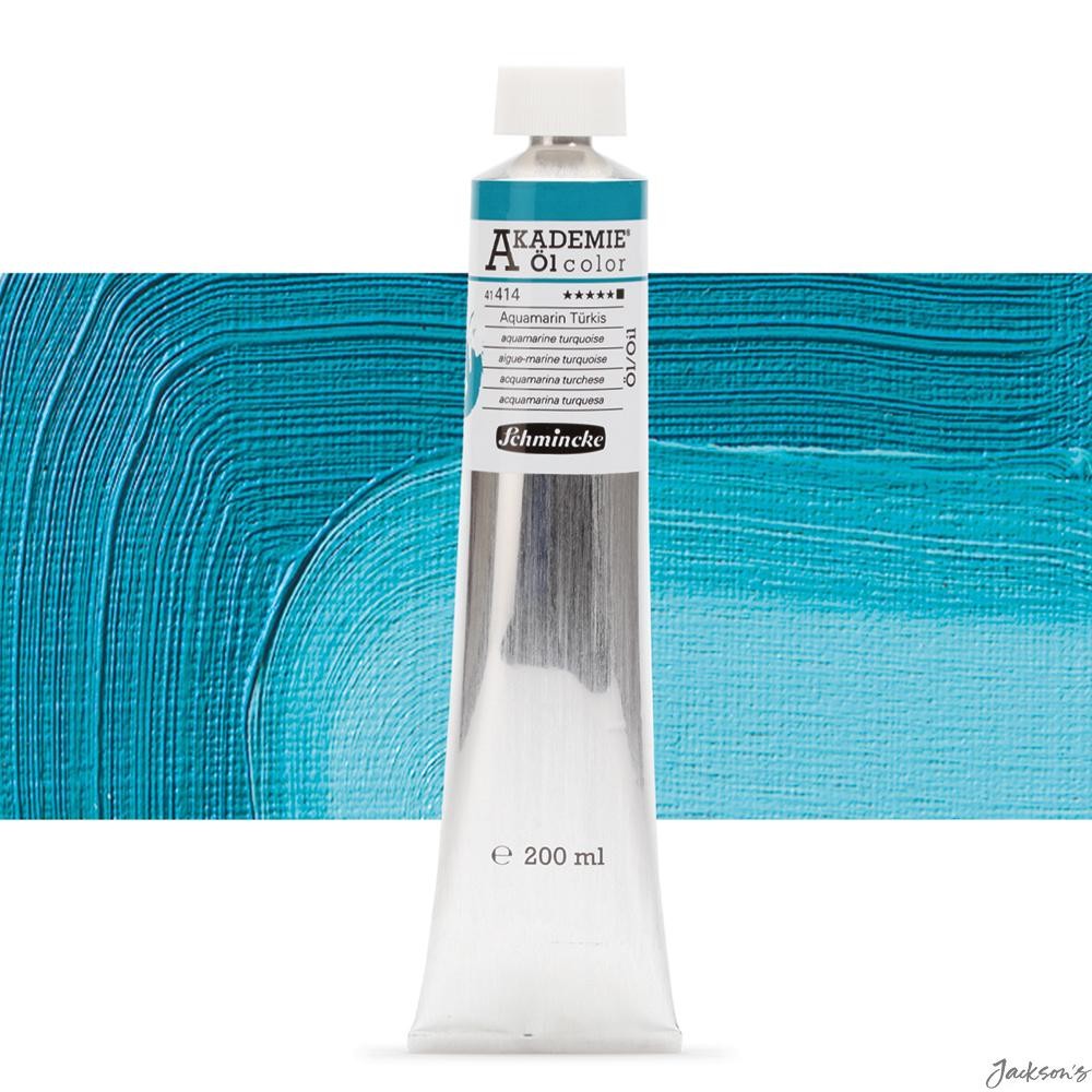 Schmincke Akademie Oil Paint Linseed 200ml Aquamarine Turquoise For Artists