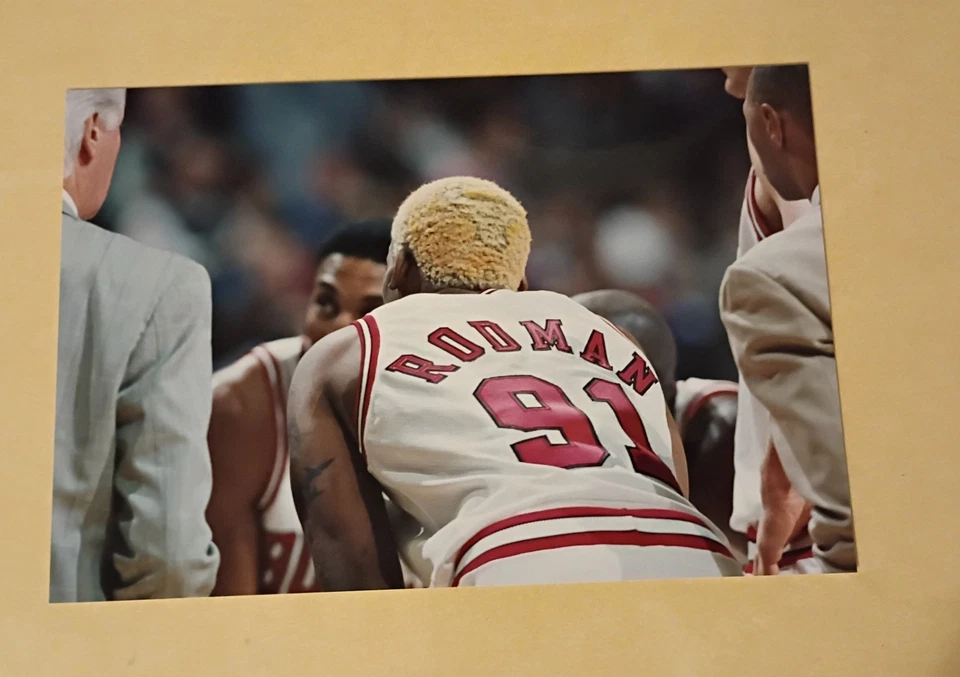 Lote de 14 fotos tipo 1 de los Bulls Michael Jordan Pippen Rodman y compañeros de equipo Hw3785 Foto 4 de 4