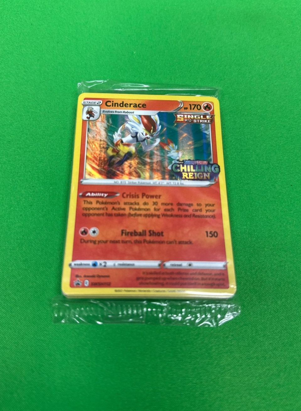 Pokemon SEALED Cinderace SWSH112 SWSH Chilling Reign Prerelease Promo Pack!!