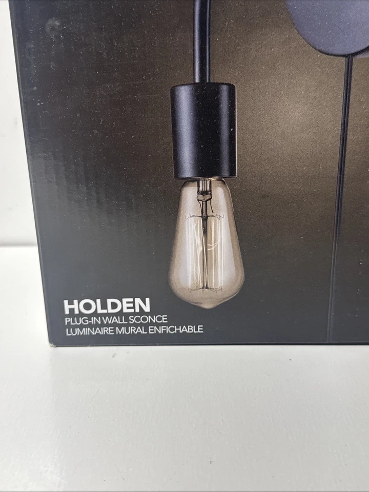 Globe Electric Holden 1-Light Matte Black Plug-In or Hardwire Wall Sconce - Image 2 of 4