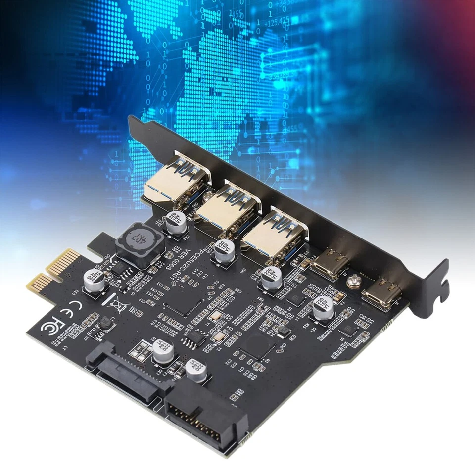 PCIe Hub Compact Black 5 Port Type C USB 3.2 Gen1 PCIe Card Pci-e to USB 3.0 - Image 4 of 4