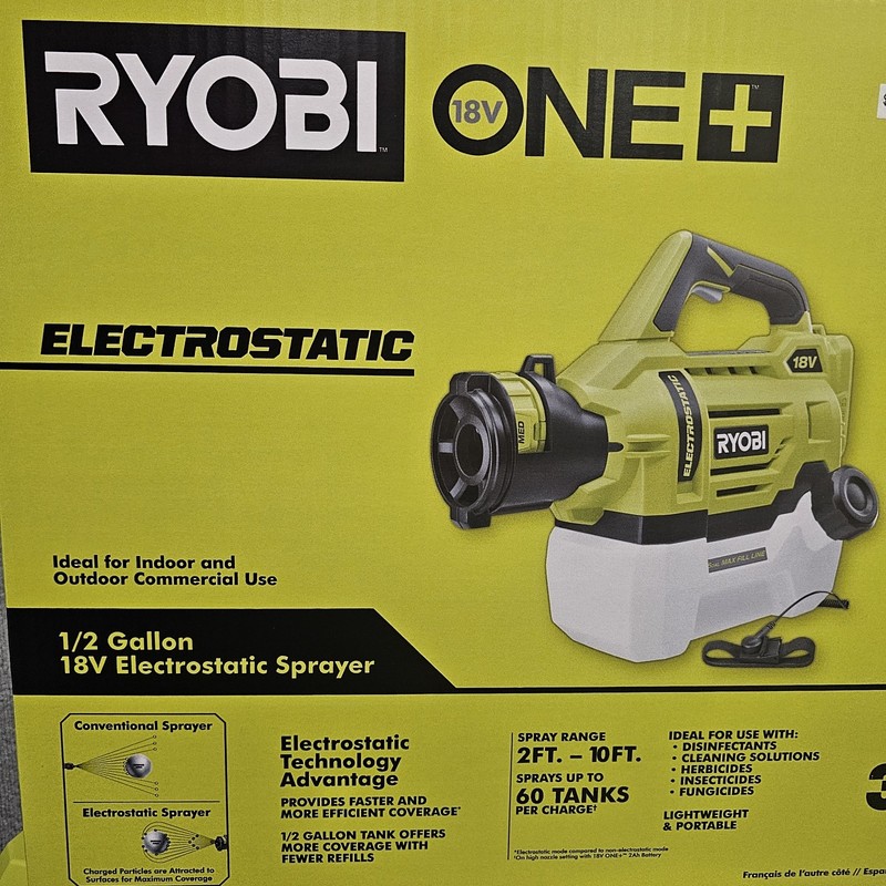 RYOBI P2809BTL ONE+ 18V 1/2 Gal Electrostatic Sprayer Tool Only NEW