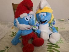 2 Peluche Puffi: Puffetta e Grande puffo. Nuovi con etichetta. 35 Cm Idea Regalo