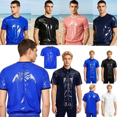 US Mens Classic Short Sleeve Gym Top Daily Life Casual Water Resistant T-shirt